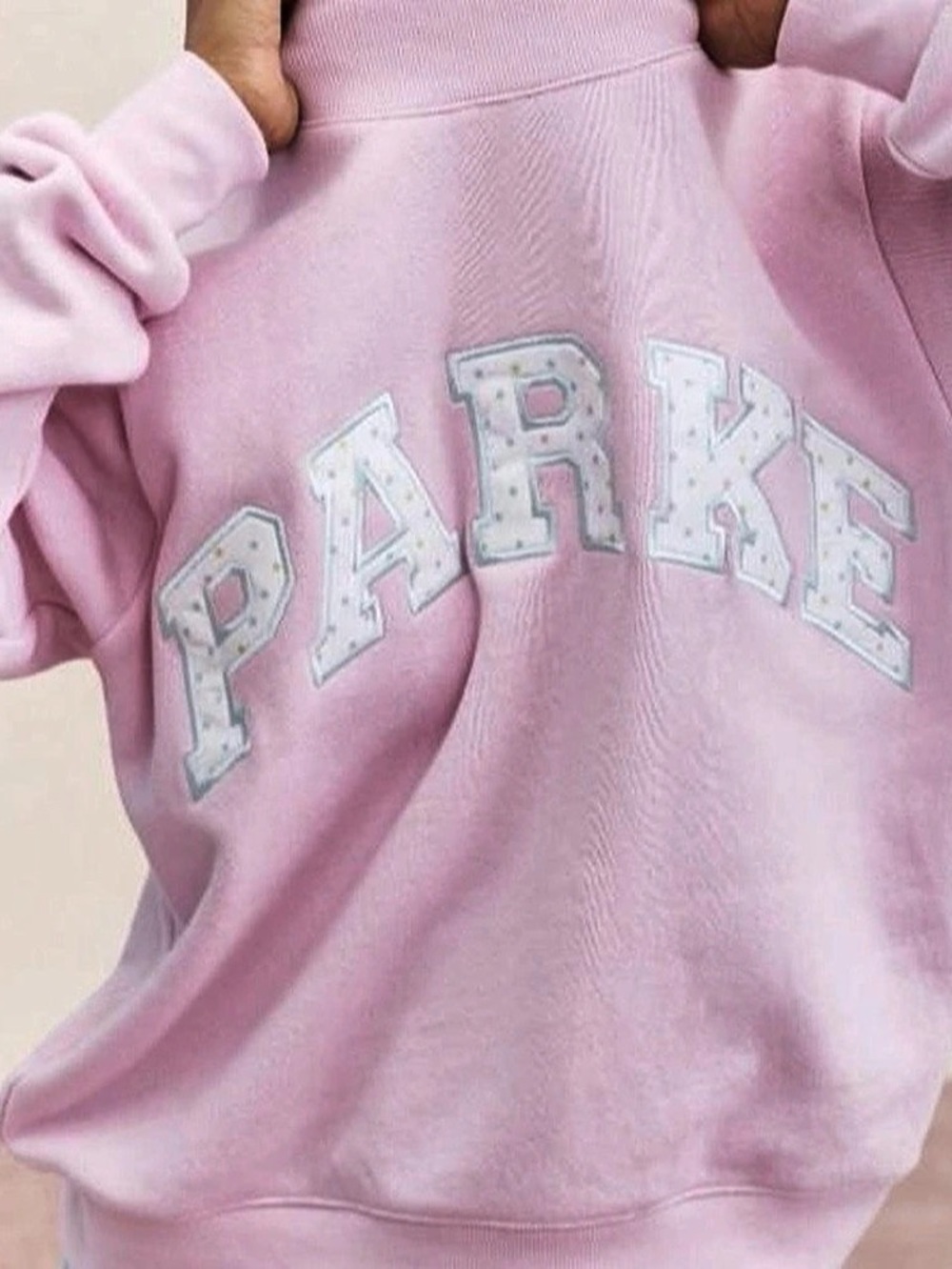 PARKE heritage birthday cake polka dot Mockneck Pink Graphic Sweatshirt XXL